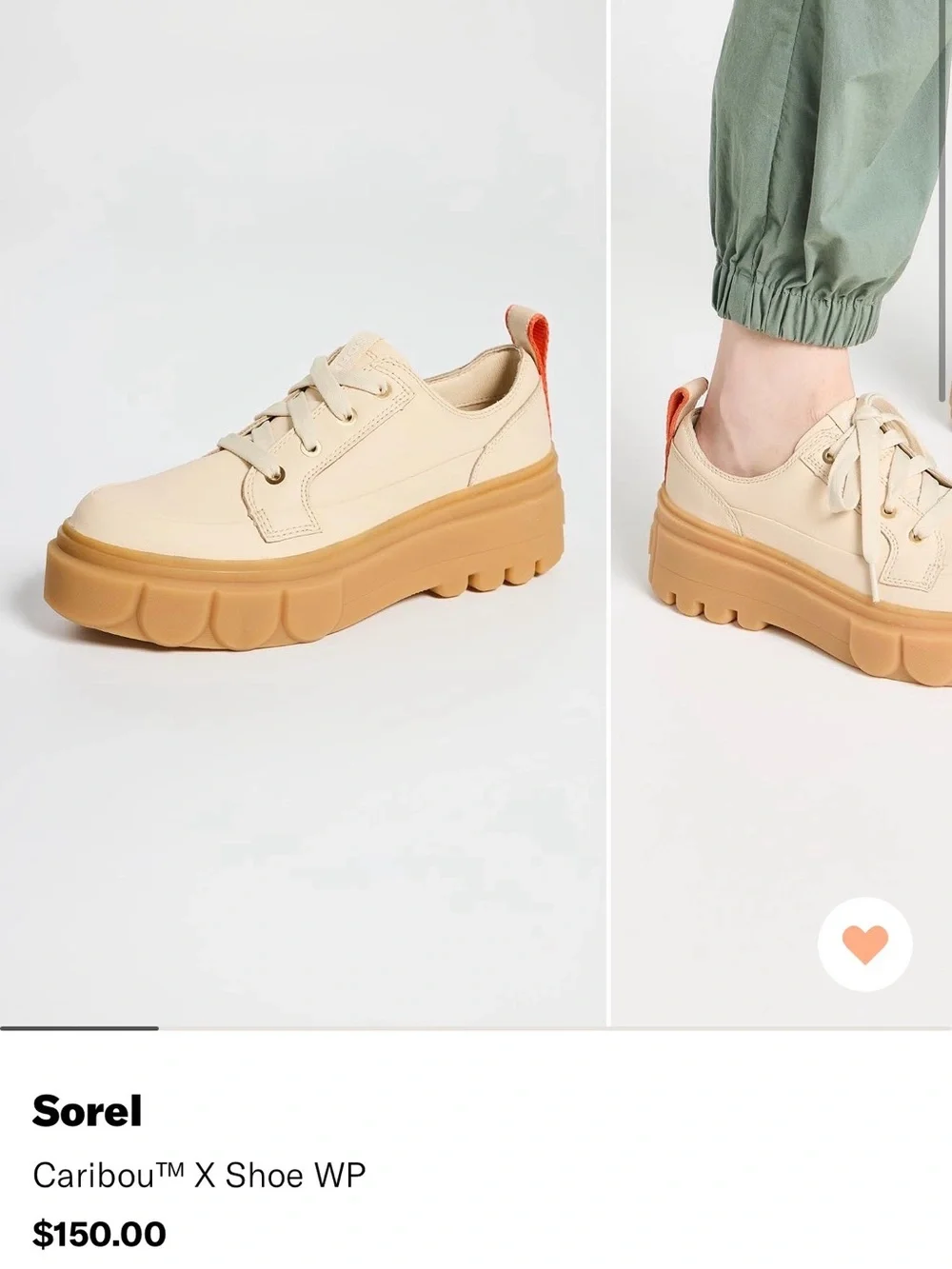 Sorel x Caribou Women’s Waterproof Chunky Platform Sneakers in Beige and Gum